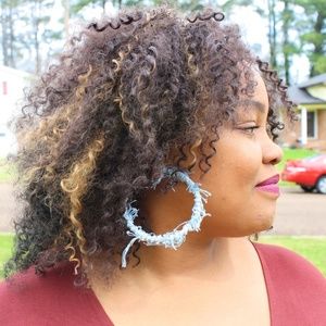 Handmade Denim Wrapped Hoop Earrings